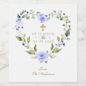 ブルーエレガントフローラリース彼は復活金ゴールドイースター ワインラベル (シングルラベル)