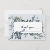 ブルーエレガントフローラリース葬儀ありがとう サンキューカード (正面)