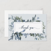 ブルーエレガントフローラリース葬儀ありがとう サンキューカード (正面/裏面)