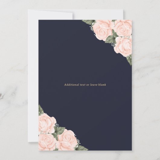 ブルーエレガントフローラ写真葬儀追悼会 招待状 (裏面)