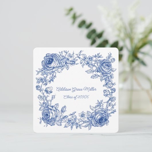 ブルーエレガントフローラ卒業写真のお知らせ 案内状 (スタンド正面)