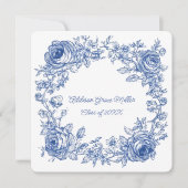 ブルーエレガントフローラ卒業写真のお知らせ 案内状 (正面)