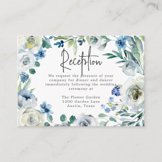 ブルーエレガントフローラ庭園の結婚式披露宴 エンクロージャーカード (正面)