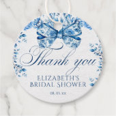 ブルーエレガントフローラ弓の書道ありがとう フェイバータグ (正面)