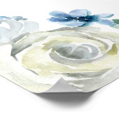 ブルーエレガントフローラ春ベビーシャワーウェルカム ポスター (角)