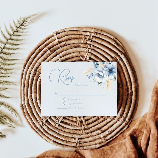 ブルーエレガントフローラ春結婚開花 出欠カード