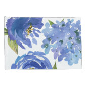 ブルーエレガントフローラ牡丹とストライプ 枕カバー (裏面-右)