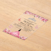 ブルーエレガントフローラ王室のバタフライキンセアニェラ アクリル招待状 (レイダウン)