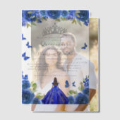 ブルーエレガントフローラ王室のバタフライキンセアニェラ ベラム紙招待状 (オフセット (カップル))