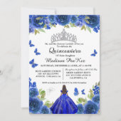 ブルーエレガントフローラ王室のバタフライキンセアニェラ 招待状 (正面)