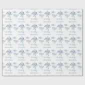 ブルーエレガントフローラ男の赤ちゃんシャワーラッピング紙 ラッピングペーパー (フラット)