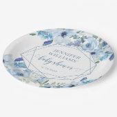 ブルーエレガントフローラ男の赤ちゃんシャワー紙プレート ペーパープレート (アングル)