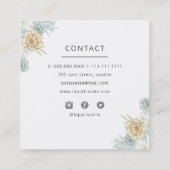 ブルーエレガントフローラ結婚ケーキメーカーベーカリー スクエア名刺 (裏面)