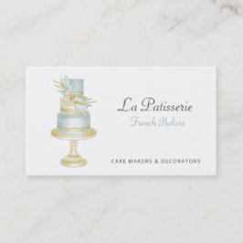 ブルーエレガントフローラ結婚ケーキメーカーベーカリー 名刺