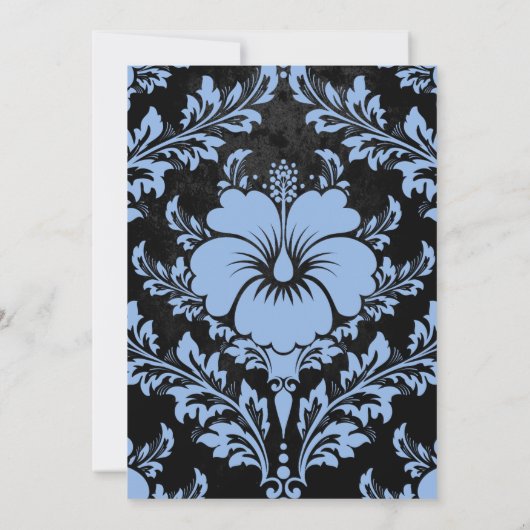 ブルーエレガントフローラ結婚式は日付を保存 招待状 (裏面)