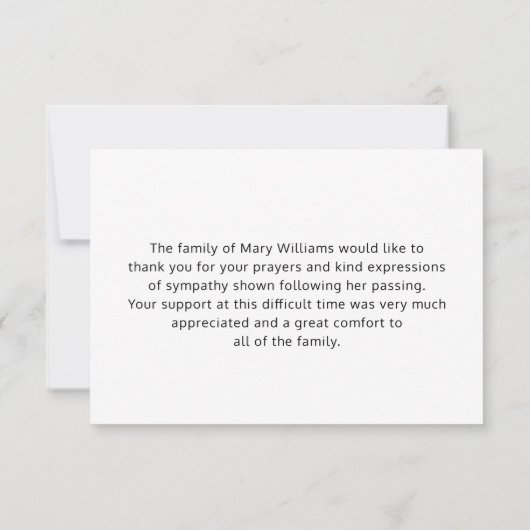 ブルーエレガントフローラ葬儀サンキューカード サンキューカード (裏面)