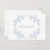 ブルーエレガントフローラ葬儀サンキューカード サンキューカード (正面/裏面)