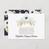 ブルーエレガントフローラ葬式サンキューベレ サンキューカード (正面/裏面)