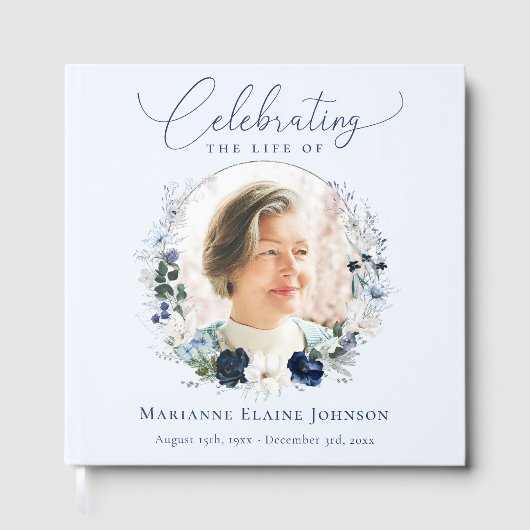 ブルーエレガントフローラ記念生命お祝い ゲストブック (正面)