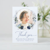 ブルーエレガントフローラ記念生命お祝い サンキューカード (スタンド正面)