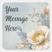 ブルーエレガントフローラ誕生会 スクエアシール (正面)