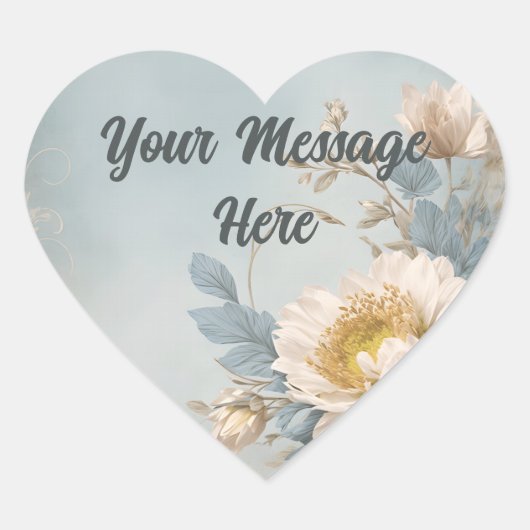 ブルーエレガントフローラ誕生会 ハートシール (正面)