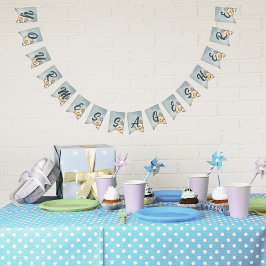 ブルーエレガントフローラ誕生会 バンティングフラッグ