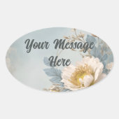ブルーエレガントフローラ誕生会 楕円形シール (正面)