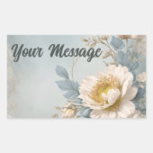 ブルーエレガントフローラ誕生会 長方形シール (正面)