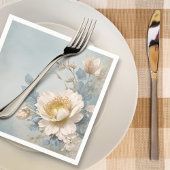 ブルーエレガントフローラ誕生日パーティーへの招待 スタンダードカクテルナプキン