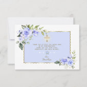 ブルーエレガントフローラ金ゴールドクロストボーイ確認 サンキューカード (正面)