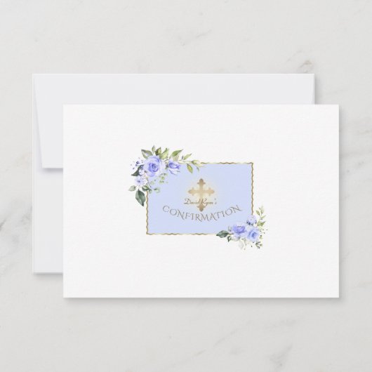 ブルーエレガントフローラ金ゴールドクロストボーイ確認 サンキューカード (裏面)