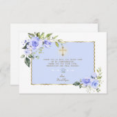 ブルーエレガントフローラ金ゴールドクロストボーイ確認 サンキューカード (正面/裏面)