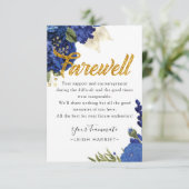 ブルーエレガントフローラ離れの同僚のお別れカード サンキューカード (スタンド正面)