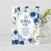 ブルーエレガントフローラ18th誕生日パーティー 招待状 (スタンド正面)