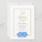 ブルーエレガントフローラ60th誕生日ディナー 招待状 (正面)