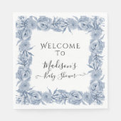 ブルーエレガントフローラChinoiserieベビーガールシャワー スタンダードランチョンナプキン (正面)