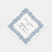 ブルーエレガントフローラChinoiserieベビーガールシャワー スタンダードランチョンナプキン (角)