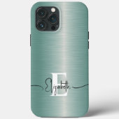 ブルーエレガントブモダンラシ仕上げメタルモノグラム Case-Mate iPhoneケース (裏面)