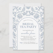 ブルーエレガントブライダルシャワーティーパーティー 招待状 (正面)