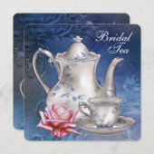 ブルーエレガントブライダルティー 招待状 (正面/裏面)