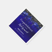 ブルーエレガントブラックグリッタードリップスゲージング スタンダードカクテルナプキン (角)