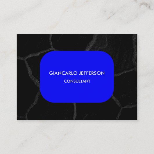 ブルーエレガントブラックストーンミニマルプロフェッショナル 名刺 (正面)