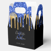 ブルーエレガントブラック金ゴールドグリッタードライ結婚プス フェイバーボックス (オープン)