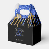 ブルーエレガントブラック金ゴールドグリッタードライ結婚プス フェイバーボックス (正面サイド)