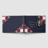 ブルーエレガントブルゴーニュピンクフローラ葬儀の写真 ゲストブック (全面)