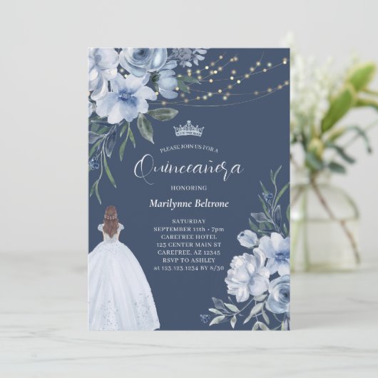 ブルーエレガントプリンセスキンセアニラ 招待状 (スタンド正面)