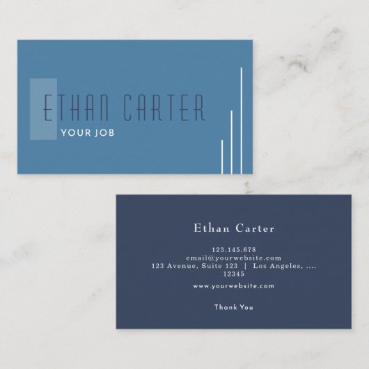 ブルーエレガントプロフェッショナルモノグラム 名刺 (正面/裏面)