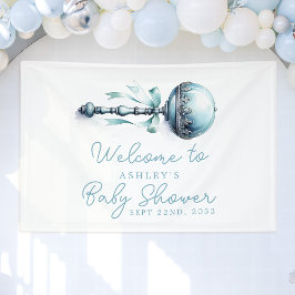 ブルーエレガントベビーガラトルボーイ赤ちゃんシャワーへようこそ 横断幕