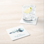 ブルーエレガントベビーガラトルボーイ赤ちゃんシャワー スクエアペーパーコースター (インサイチュ)